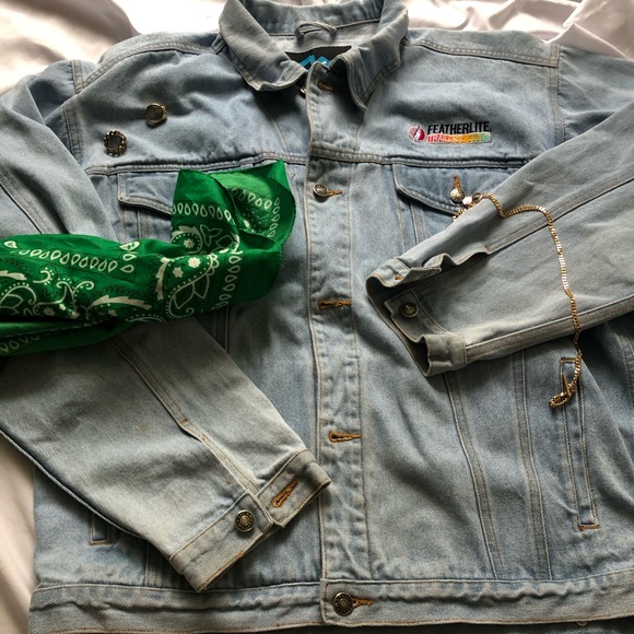 Vintage 1999 All American Quarter Horse Congress Featherlite Denim Jacket L - Picture 1 of 4